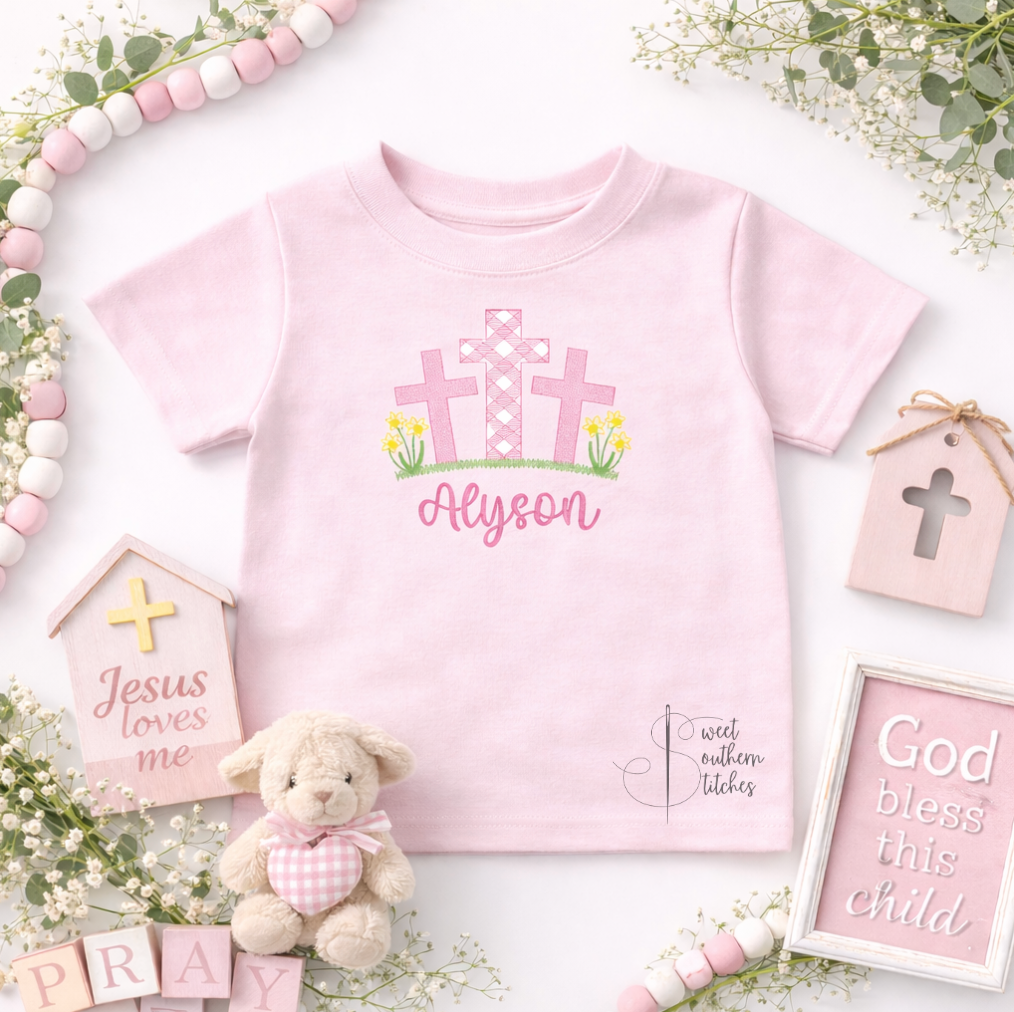 Three Cross Gingham with Flowers