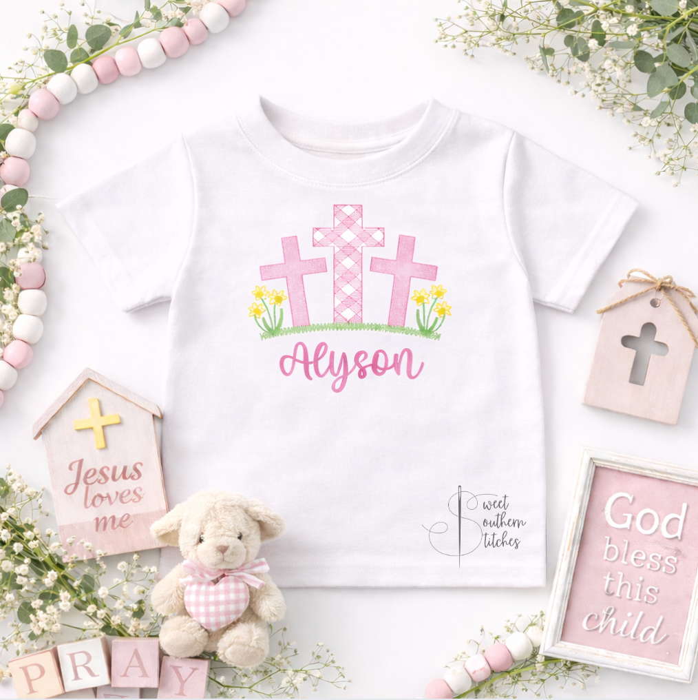 Three Cross Gingham with Flowers