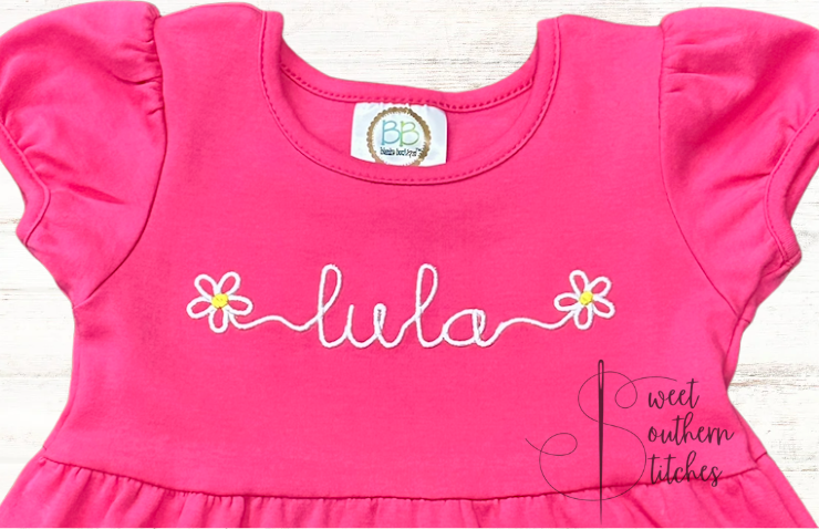 Daisy Script Personalized Ruffle Dress